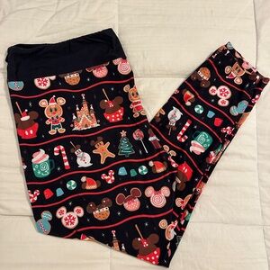 Disney Parks Holiday Leggings with Festive Snacks and Candy Print